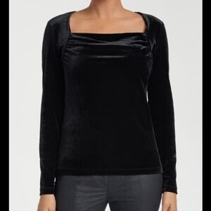 André Oliver Black Velvet Wrap Neckline Top
